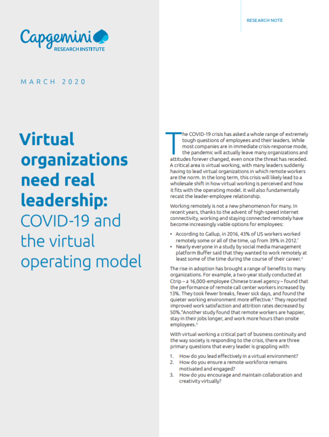 Informe CX - Virtual Organizations need real leadership - Capgemini